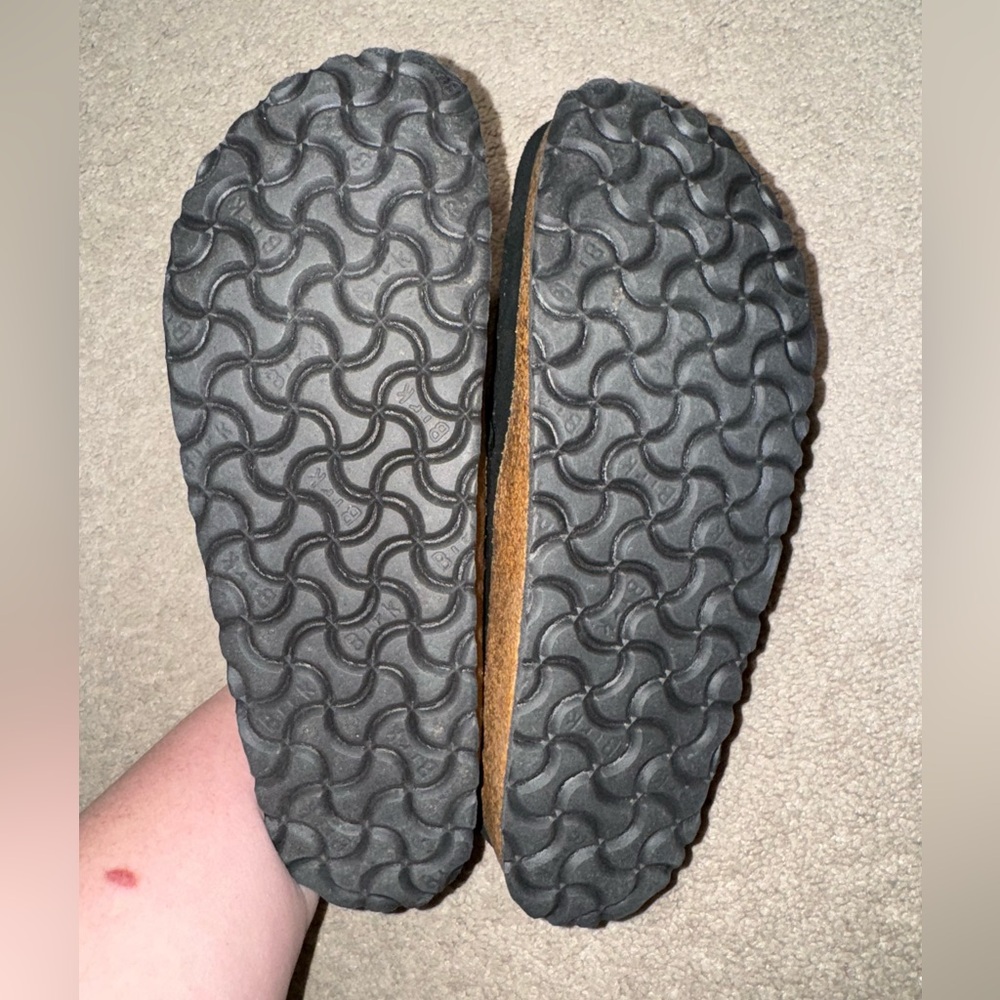 Birkenstock Black Suede Mules with Silver Buckle - Picture 4 of 6